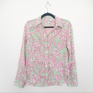 Lilly Pulitzer Pink and Green Paisley Print Top 6